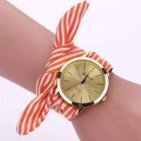 Stripe Floral Cloth Watch