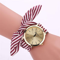 Stripe Floral Cloth Watch