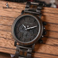 Bobo Bird Stainless Steel Wooden Watch